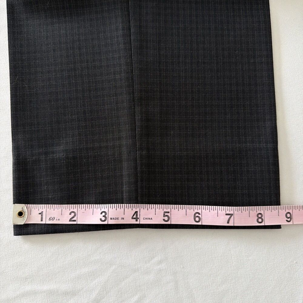 Canali Mens 35x32 IT 52 100% Wool Dress Pants Gray Check Flat Front Made N Italy - Picture 14 of 16